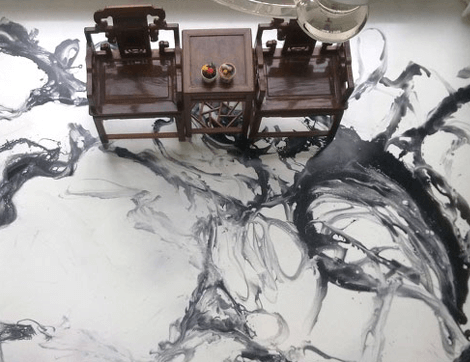 家裝地坪案例——客廳潑墨地坪